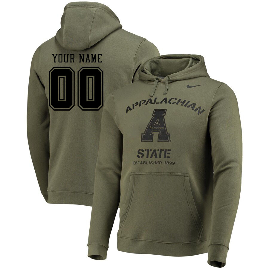 Custom Appalachian State Mountaineers Name And Number Hoodie-Olive